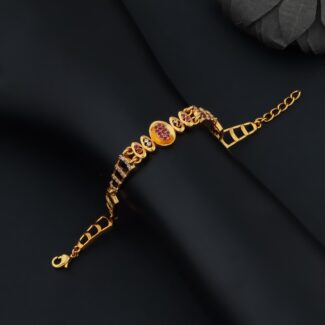 Elegant Bloom Pink Stone Gold Bracelet