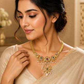 Rajmayur Temple Statement Necklace