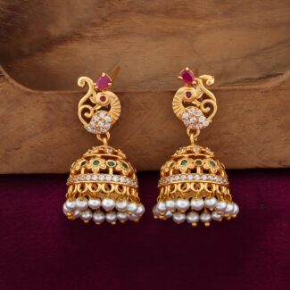 Rajsi Peacock Pearl Jhumka Earrings