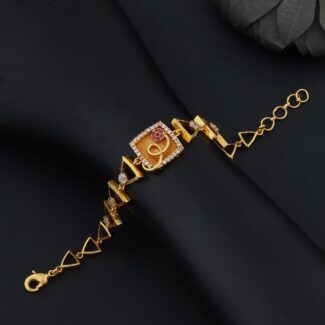 Royal Motif Geometric Pink Stone Bracelet