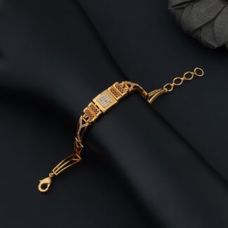Royal Square Link Pink Stone Bracelet