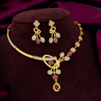 Ruhani Ruby Blossom Necklace Set